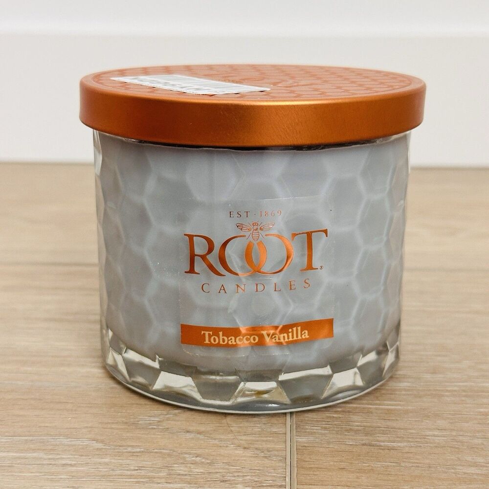 Root TOBACCO VANILLA 3 Wick All Natural Beeswax Wax Candle 12 oz 50 Hour Burn